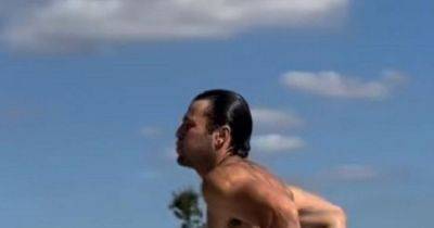 Mark Wright leaves fans with same remark as he strips to pants for dip in pool during scorcher