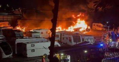 Huge fire breaks out at caravan storage yard in Oldham - manchestereveningnews.co.uk - county Oldham - county Lane