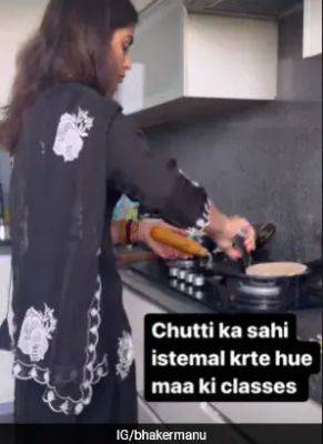 Paris Olympics - Manu Bhaker - Raksha Bandhan, Mother's Cooking Classes: How Manu Bhaker Is Spending Time Off After Winning Olympics Medal - sports.ndtv.com - India - Instagram