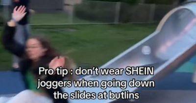Woman has hilarious slide mishap after wearing Shein leggings at Butlin's - manchestereveningnews.co.uk