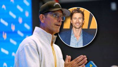 Hollywood Jim: Jim Harbaugh Says His New Glasses Were Inspired By Actor Glen Powell