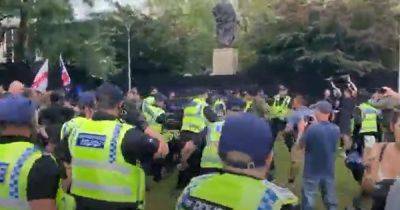 Fighting breaks out in Piccadilly Gardens amid Manchester city centre protests