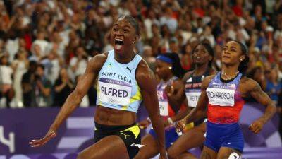 Saint Lucia's Alfred wins superb 100 metres gold