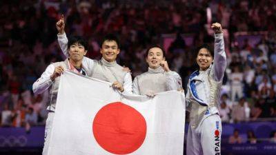Fencing-Japan win historic gold in men's foil team event at Paris Games