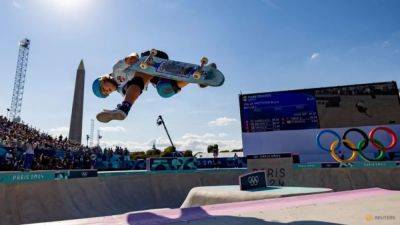 Skateboarding-Athletes make sweet music on their boards at Paris Games