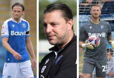 Gillingham manager Mark Bonner with updates on injuries to Jake Turner, Ethan Coleman, Josh Andrews, Elliott Nevitt and Armani Little ahead of League 2 opener against Carlisle United