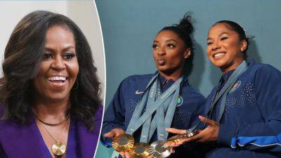 Simone Biles - Michelle Obama - Rebeca Andrade - Michelle Obama praises Simone Biles, Jordan Chiles for sportsmanship after backlash from NFL star - foxnews.com - Brazil - Usa - Jordan - Chile