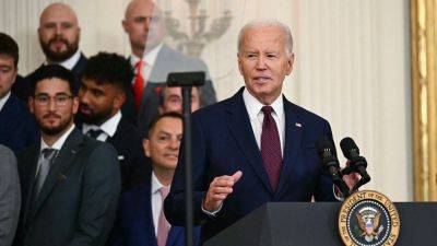 President Biden asks for direction during Rangers' World Series celebration at White House: 'What am I doing?'