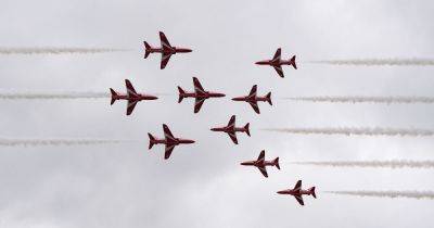 What time will you be able to see the Red Arrows over Greater Manchester on Saturday?