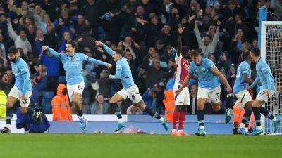 Kevin De-Bruyne - Martin Odegaard - Kai Havertz - John Stones - Leandro Trossard - William Saliba - Ilkay Gundogan - Riccardo Calafiori - Stones rescues a point for Manchester City against 10-man Arsenal - rte.ie - Norway