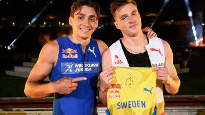 Karsten Warholm - Armand Duplantis - Pole vaulter Armand Duplantis beats Karsten Warholm in 100m exhibition - rte.ie - Sweden - Norway