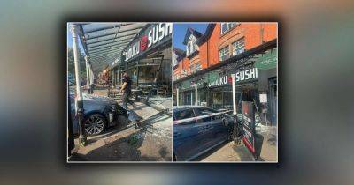 Didsbury crash: Car smashes through front of sushi restaurant with police at scene