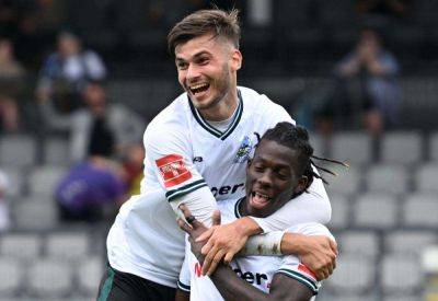 Dover Athletic manager Jake Leberl reacts to 5-1 Isthmian Premier win over Dartford at Crabble