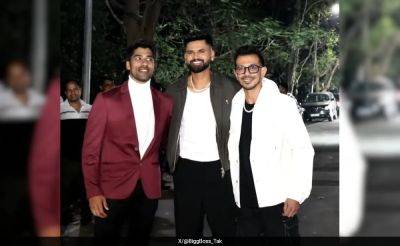 Shreyas Iyer - Yuzvendra Chahal - Dhanashree Verma - Shashank Singh - Yuzvendra Chahal Spotted At Bigg Boss Set With Shreyas Iyer Amid Divorce Rumours With Wife Dhanashree Verma - sports.ndtv.com - India