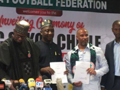 PHOTO STORY: NFF unveils new Super Eagles coach Chelle
