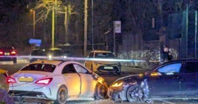 Two men rushed to hospital following crash in Oldham