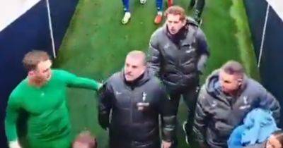 Ange Postecoglou gives Tottenham fan death stare as under-fire boss cracks at bawling punter