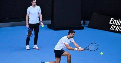 Novak Djokovic and coach Andy Murray train in public for first time in Melbourne