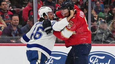 Lynne Sladky - Aaron Ekblad - Panthers, Lightning create chaos in bruising preseason finale; NHL doles out punishment - foxnews.com - county Bay
