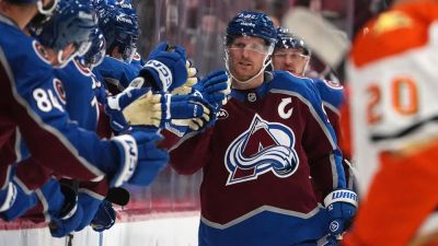 David Zalubowski - Cale Makar - Gabriel Landeskog - NHL fan chugs beer after catching errant puck in wild hockey moment - foxnews.com - Washington - state Colorado