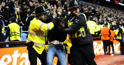 Two away fans arrested after broken seats thrown during Villa Park disorder