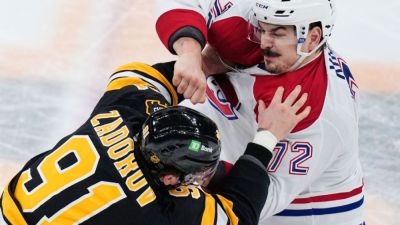 Josh Anderson - Nick Suzuki - Montreal Canadiens - Cole Caufield - Juraj Slafkovsky - Charlie Macavoy - Canadiens cruise past Bruins in fight-filled tilt in Boston - ESPN - espn.com