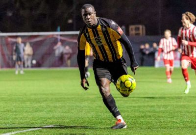 Folkestone Invicta 1 Brentwood Town 0 match report: Jay Saunders’ side nine points clear at Isthmian Premier summit as substitute Ade Yusuff converts second-half penalty at Cheriton Road
