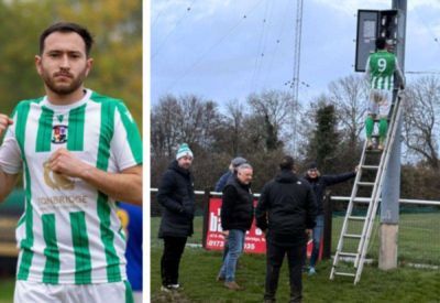 Rusthall FC striker Charlie Clover goes viral after attempting to fix the floodlights in abandoned game against Corinthian at the Jockey Farm Stadium