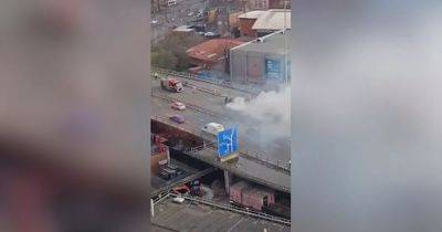 LIVE Huge car fire on Mancunian Way sends smoke billowing across city centre and sparks traffic chaos - manchestereveningnews.co.uk