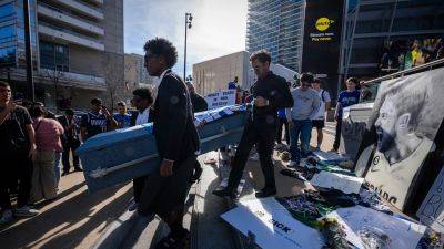 Anthony Davis - Luka Doncic - Max Christie - Disgruntled Mavericks fans protest Luka Doncic trade with symbolic funeral outside team's arena - foxnews.com - Usa - Los Angeles - county Dallas - county Maverick - state Utah