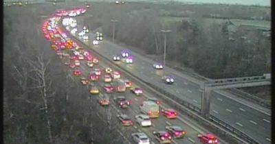 M60 crash LIVE updates as queues build and two lanes closed after crash