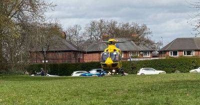 LIVE as air ambulance lands in Wythenshawe following crash