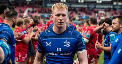 Ioan Lloyd - Tom Rogers - Gareth Davies - Ross Byrne - Jamie Osborne - Joe Roberts - Sam Costelow - Leinster Rugby - Scarlets celebrate victory over United Rugby Championship leaders Leinster - breakingnews.ie - Ireland - region Welsh