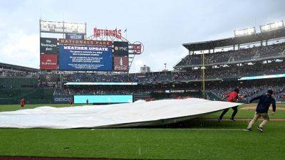 Nationals grounds crew member nearly falls victim to tarp monster during weather delay