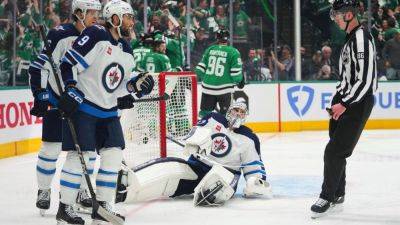 Connor Hellebuyck - Jets dispute Hellebuyck 'propelled' puck into net in Game 3 - ESPN - espn.com