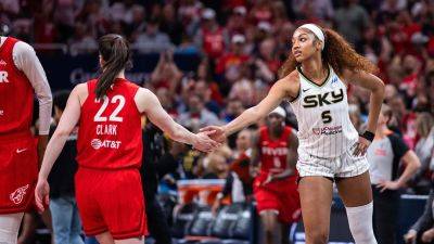 Caitlin Clark - Sky Chicago - Angel Reese - Natasha Howard - Angel Reese, Caitlin Clark have heated exchange after hard foul during Sky-Fever game - foxnews.com - Usa - state Indiana - county Howard