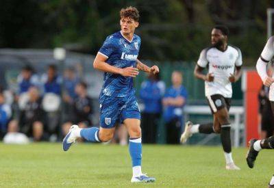 Seb Palmer-Houlden makes his first appearance for Gillingham since summer move from Bristol City in pre-season game at Dover