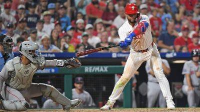 Red Sox - Philadelphia Phillies - Bryce Harper - Walker Buehler - Nick Castellanos - Phillies get walk-off win via catcher's interference call - ESPN - espn.com - Los Angeles - Jordan