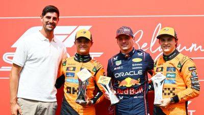Max Verstappen - Christian Horner - Lando Norris - Oscar Piastri - Laurent Mekies - Max Verstappen beats Oscar Piastri in Belgian Grand Prix sprint race - ESPN - espn.com - Belgium - Australia