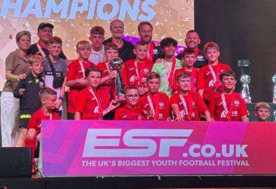 Whitfield Juniors under-11s, near Dover, qualify for prestigious tournament at St George’s Park this weekend after victory at event at Butlin’s following shootout drama