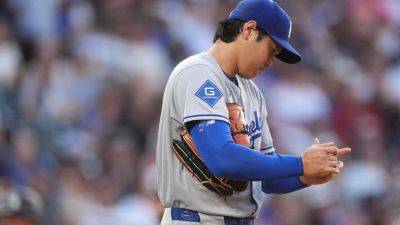 Ohtani gives up 5 runs, takes liner off thigh in Dodgers' loss - ESPN