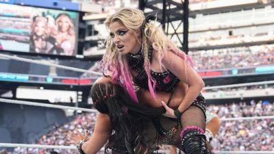 Liv Morgan - Charlotte Flair - Alexa Bliss - Alexa Bliss, Charlotte Flair put differences aside to win WWE Women's Tag Team Championship at SummerSlam - foxnews.com