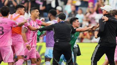 Luis Suarez - Sergio Busquets - Inter Miami - Lindsey Wasson - Luis Suárez sparks chaos after Inter Miami’s Leagues Cup loss, appears to spit on Sounders staffer - foxnews.com