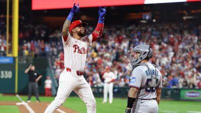 Kyle Schwarber - Alec Bohm - Cal Raleigh - Phillies hit team-record 8 homers to clinch first-round bye - ESPN - espn.com - state Colorado - Philadelphia