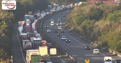 Live updates as 70-minute delays on M4 after lorry overturns