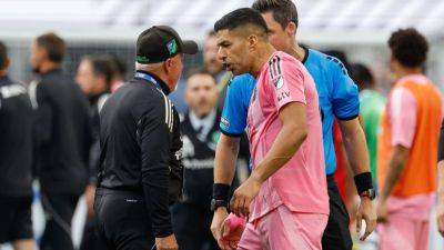 Luis Suarez - Sergio Busquets - Miami's Suárez banned 6 games for spitting at Sounders staffer - ESPN - espn.com