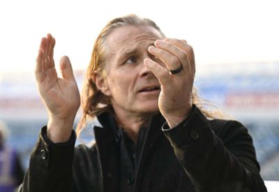 Gillingham manager Gareth Ainsworth’s reaction after their 3-0 win over Harrogate Town in League Two