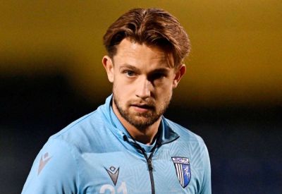 Euan Williams makes first appearance of the season for Gillingham at Harrogate after a late call-up following Ethan Coleman’s knock