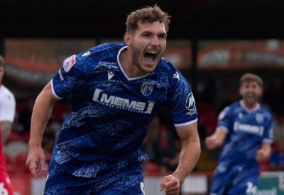 Striker Josh Andrews created Gillingham’s opener at Harrogate and won the penalty which led to their second in a 3-0 win