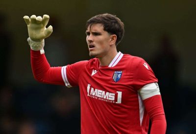 Gillingham goalkeeper Ollie Wright’s reaction to a goalless draw against Newport County in League Two